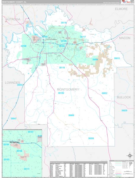 Montgomery County Al Zip Code Maps Premium