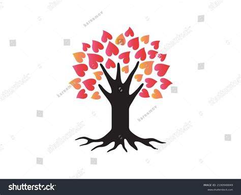 Beautiful Tree Heart Shaped Leaves Vector Stock Vector Royalty Free