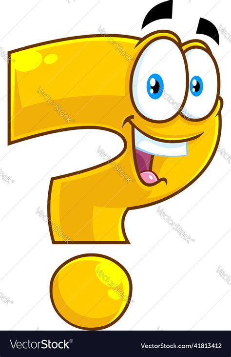 happy yellow question mark cartoon character vector image