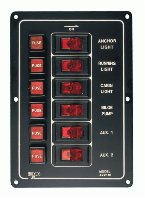 Sea Dog Corporation 422110 1 Aluminum Switch Panel Vertical Six Sw