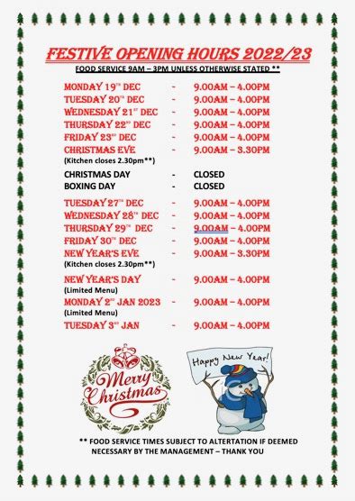 Christmas Opening Hours 2023 Stones Cafe Weston Super Mare