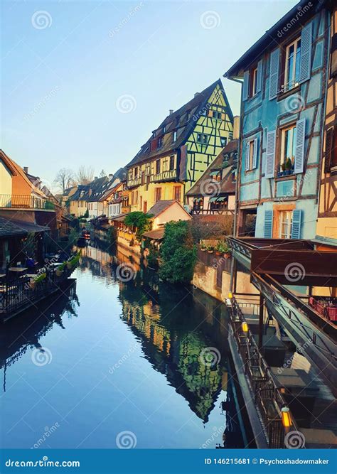 Colorful Romantic City Colmar France Alsace Traditional Houses Near