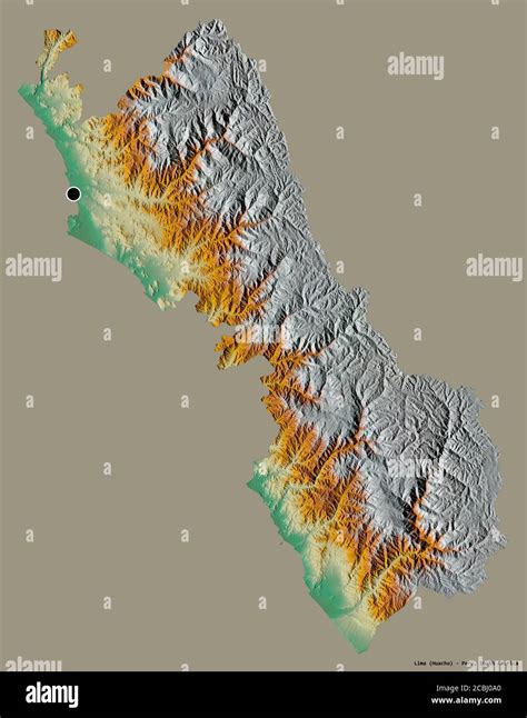 Shape Of Lima Region Of Peru With Its Capital Isolated On A Solid