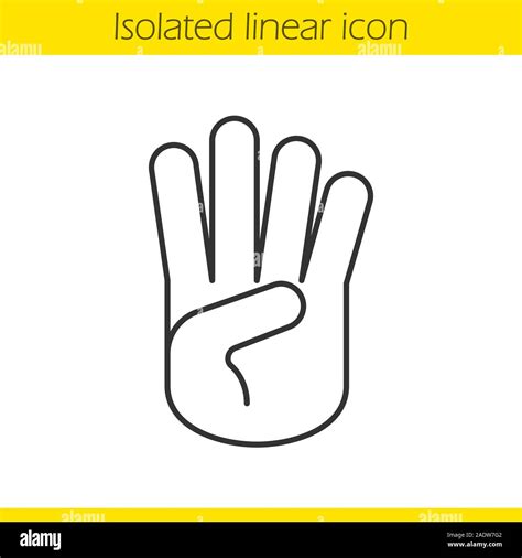 Four Fingers Hand Gesture Linear Icon Thin Line Illustration Contour