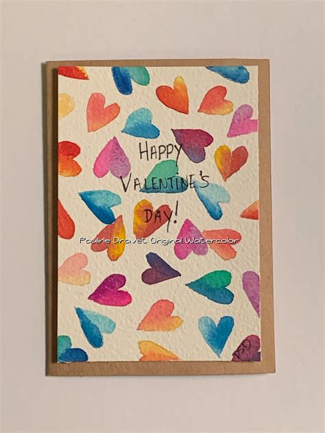 Watercolor Hearts Valentines Day Card Diy Watercolor Painting