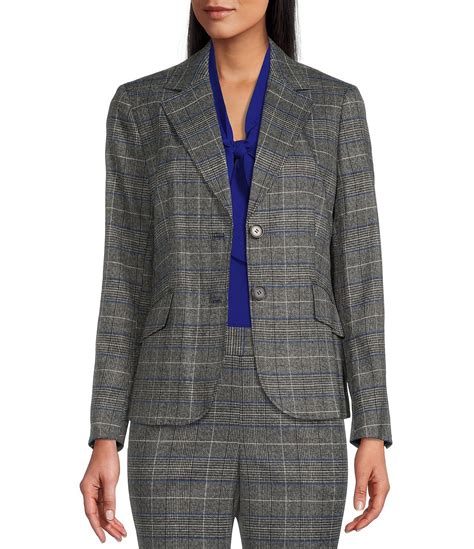 kasper glen plaid print two button notch lapel long sleeve blazer dillard s