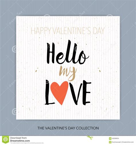 Hello My Love Hand Drawn Lettering Stock Vector Image