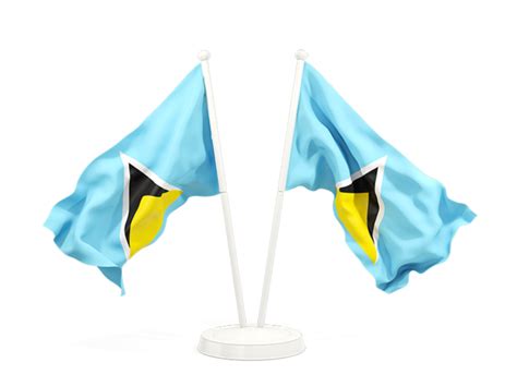 Two Waving Flags Illustration Of Flag Of Saint Lucia