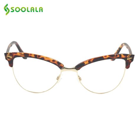 Soolala Semi Rimless Cat Eye Reading Glasses Women Men Magnifying Eyeglasses Presbyopia Reading