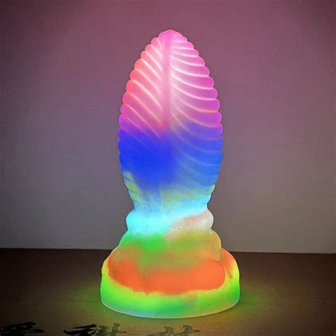 faak luminous anal plug with suction cup silicone multi color glowing in dark anus dilation