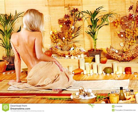 Woman Getting Massage In Bamboo Spa Stock Image Image Of Brown Bare