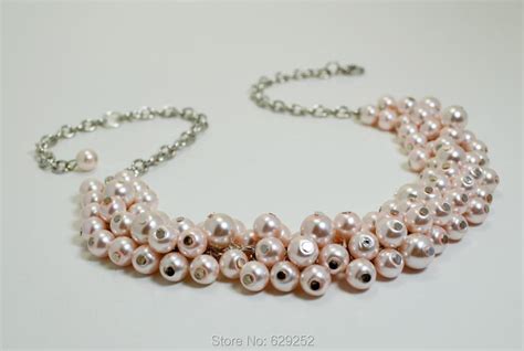 Blush Pearl Cluster Chunky Pearl Bridal Jewelry Bridesmaid Blush