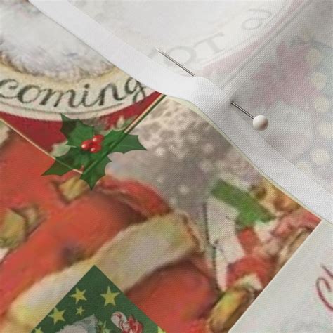 Vintage Santa Christmas Cards Fabric Spoonflower