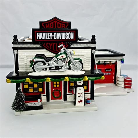 Dept 56 Harley Davidson Motorcycle Shop Snow Village Shop Poin
