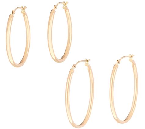 EternaGold Polished Oval Hoop Earrings 14K Gold QVC Com