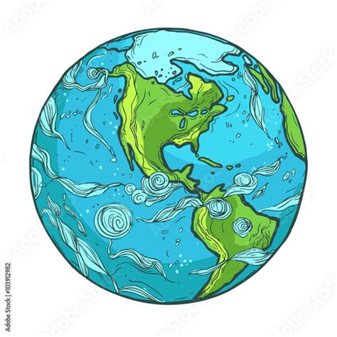 Hand Drawn Illustration Of Planet Earth On A White Background Comprar