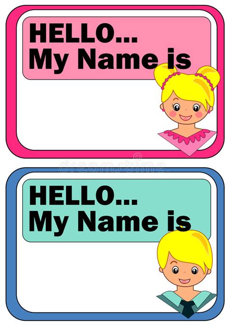 Here's how to make wearable, durable, economical and readable name tags for your class. Name Tags for Kids stock vector. Illustration of blue ...