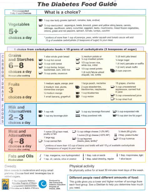 Food Exchange Guide For A Diabetic Menu Food Lists Amp Portion Charts