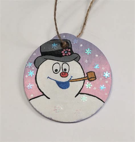 Frosty The Snowman Hand Painted Wooden Christmas Ornament With Images