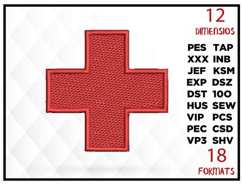 Red Cross Embroidery Design Sizes Formats Machine Etsy
