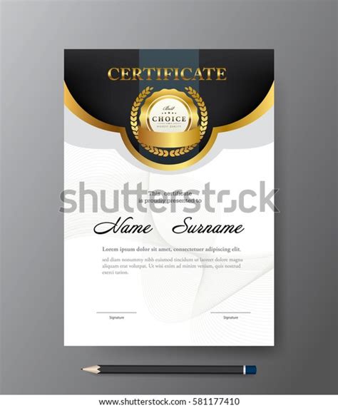 Modern Golden Certificate Templatea4 Size Diploma Stock Vector Royalty