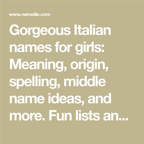 47 Rare Italian Names For Girls You Havent Heard I Nameille Italian