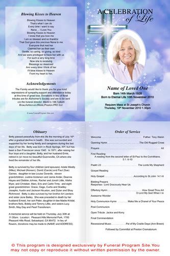 Adoration A4 Program Funeral Order Of Service Template