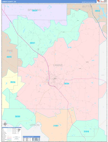 Lamar County Ga Wall Map Color Cast Style By Marketmaps Mapsales