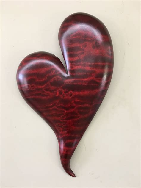 Red Carved Wooden Heart Wood Carving 50th Anniversary T Present