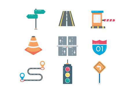 Road And Traffic Icons 165275 Vector Art At Vecteezy