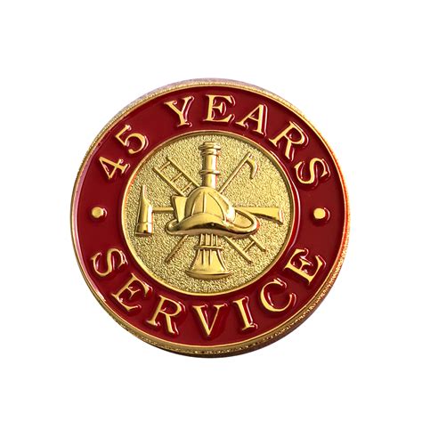 Firefighter Service Pin 45 Years Badge And Wallet
