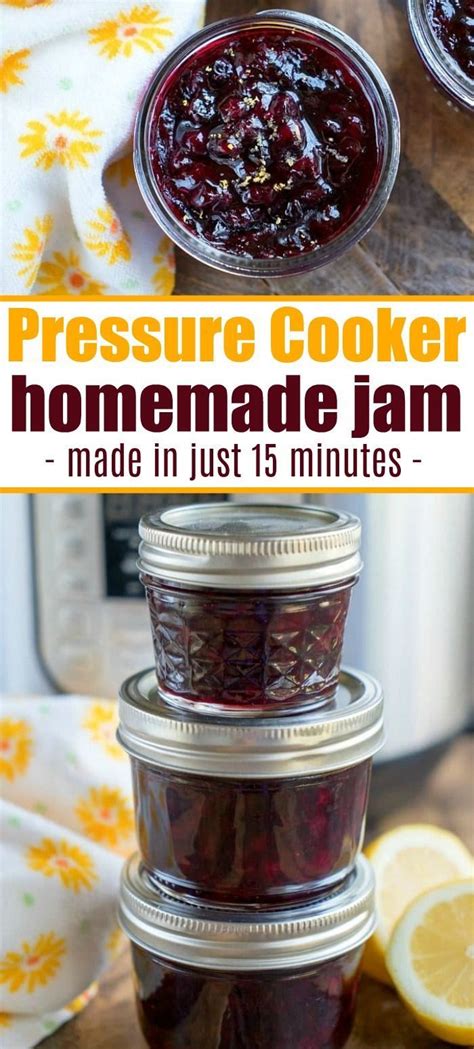The best healthy homemade blueberry jam recipe! Pressure Cooker Jam takes 15 minutes and you can use any ...