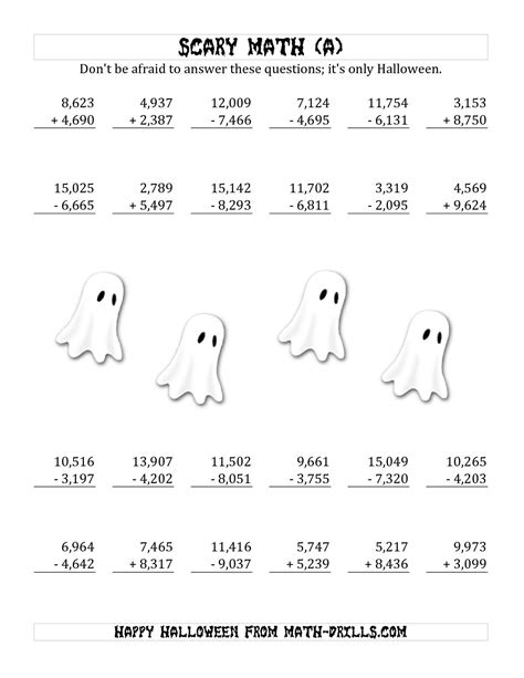Free Halloween Math Worksheets For 7th Grade