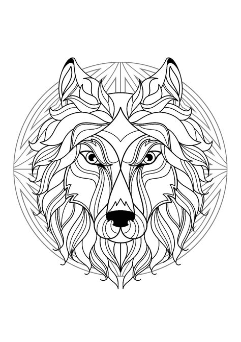 Mandala With Elegant Wolf Head And Beautiful Patterns Mandalas Adult