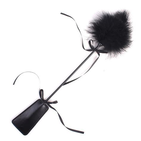 feather tickler kinky spanking paddle flirting whip with feather and leather slapper sandm sex