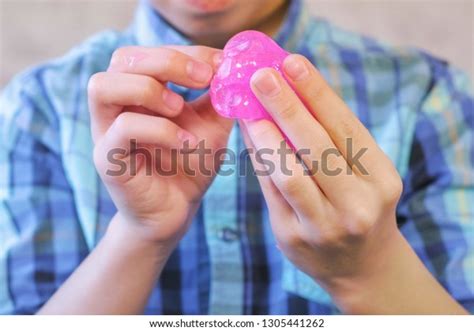 Boys Hands Keep Pink Slime Boy Stock Photo 1305441262 Shutterstock
