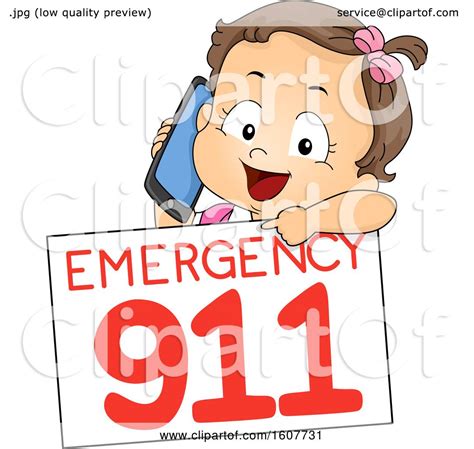 Kid Toddler Girl 911 Emergency Call Illustration By Bnp Design Studio
