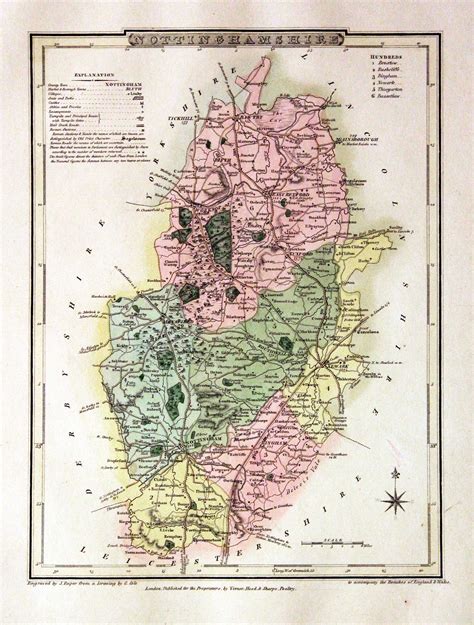 Antique Maps Of Nottinghamshire England Richard Nicholson