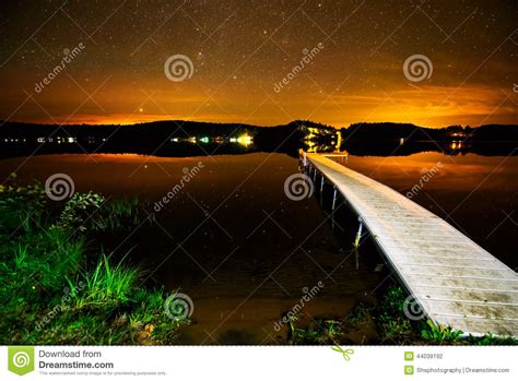 Lake Under A Starry Night Sunset Stock Photo Image Of Background