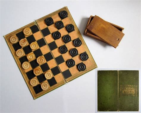 Antique Draughts Set Vintage Traditional Game Checkers Etsy Uk