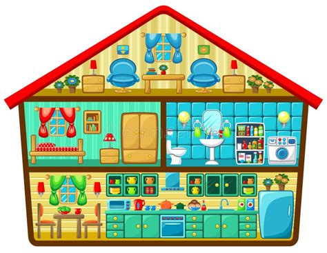 Cartoon House In A Cut Stock Vector Illustration Of Inside 39982315