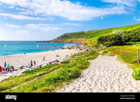 Sunny Day At Gwynver Beach Near Sennen Cornwall Uk Stock Photo Alamy