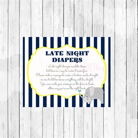 Late Night Diapers Printable Baby Shower Game By Lemonberrymoon