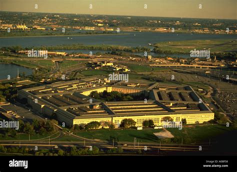 Aerial View Of The Pentagon With The Potomac River In The Background