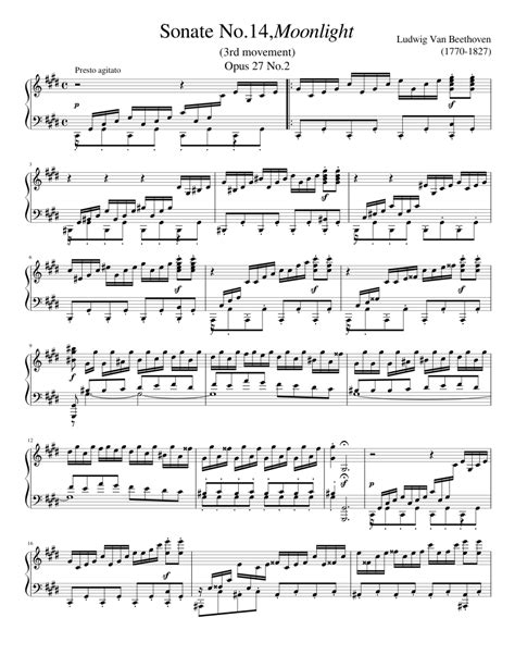 We have 33 images about piano sheet music moonlight sonata including images, pictures, photos, wallpapers, and more. Moonlight Sonata 3rd Movement Sheet music for Piano (Solo) | Musescore.com