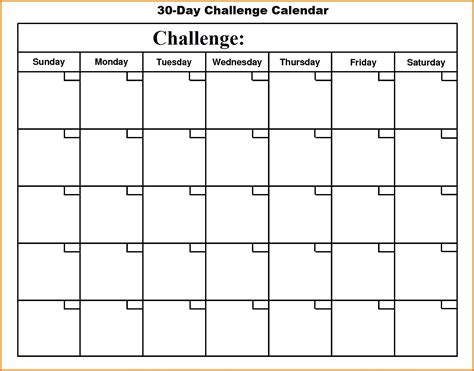 Blank 30 Day Calendar Template Blank Calendar Template Blank