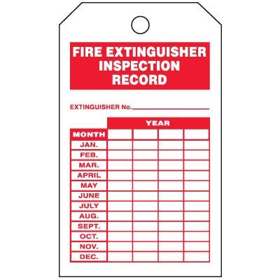Fire extinguishers are a standard feature in many public buildings and private homes. Inspection Tags-On-A-Roll - Fire Extinguisher Inspection Record | Seton