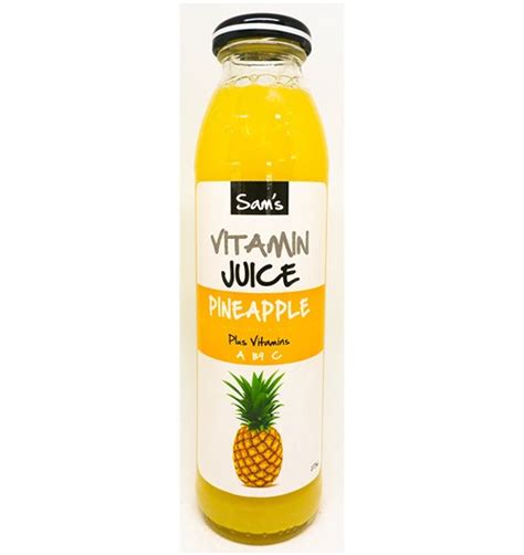 Sams Vitamin Juice Pineapple 375ml Orange Go