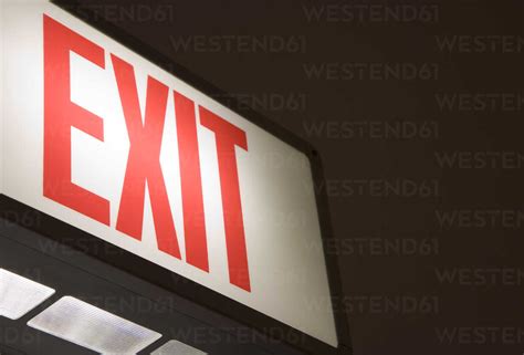 Illuminated Sign Exit Close Up Stock Photo