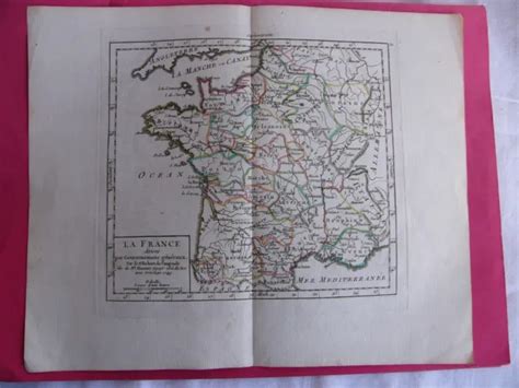 Original 18th Century Engraving France Divided Into General Governments